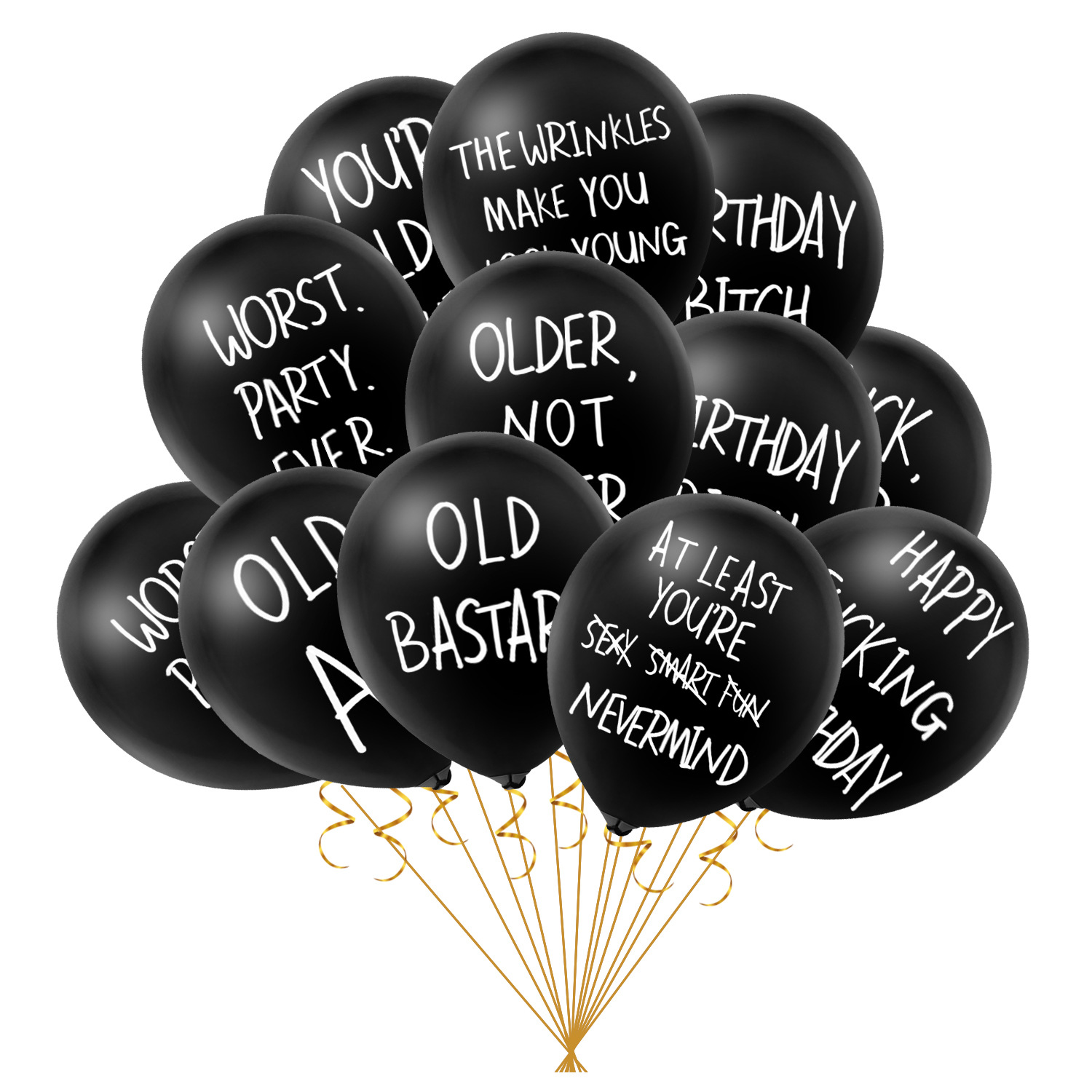 Amazon Hot Selling 10 Different Phrases Funny Angry Birthday Party Balloons