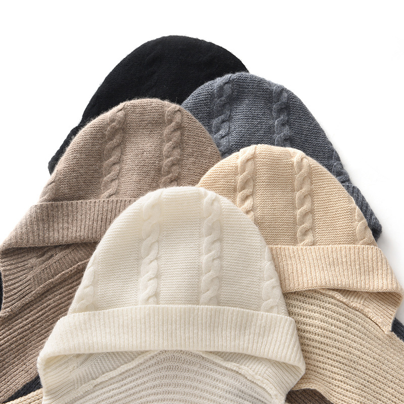 Autumn and Winter Men's and Women's Knitted Toque Pile Style Scarf Pullover Ear Protection Neck Protection Integrated Thickened Warm Cashmere Hats