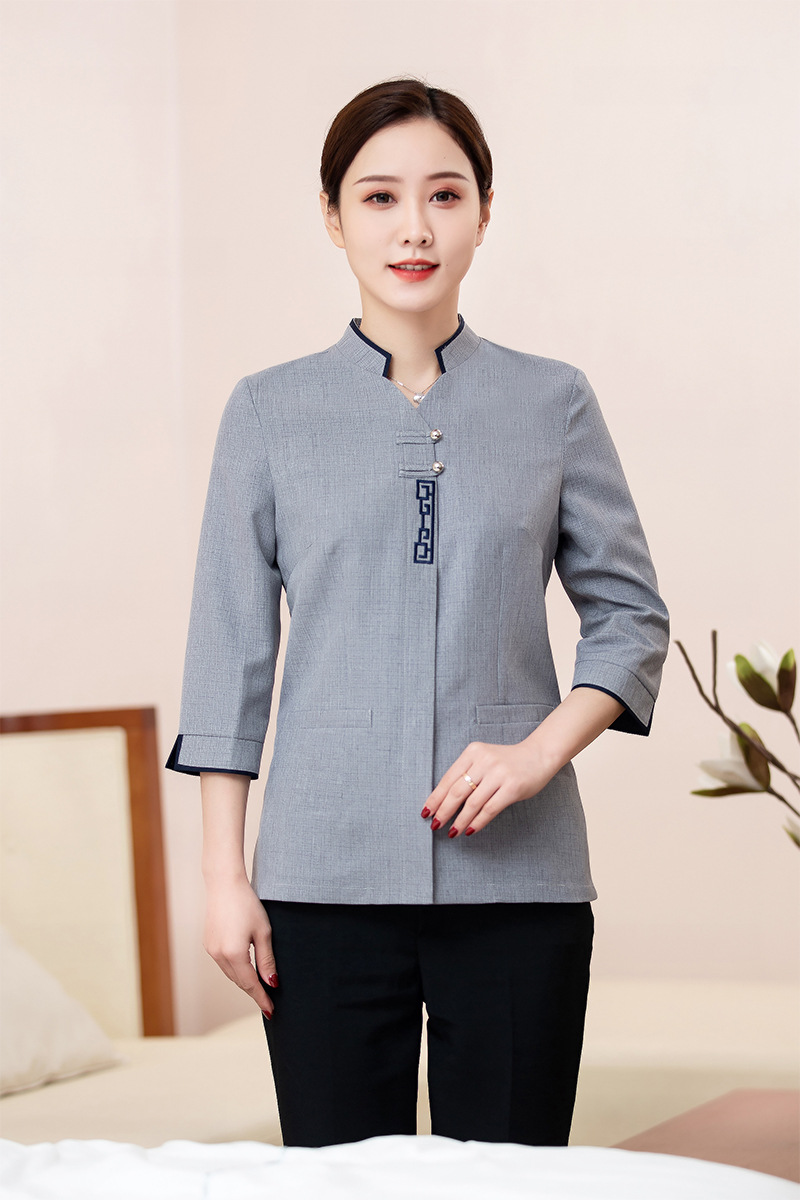 酒店客房保洁服短袖商城物业保洁员工作服长袖清洁元七分袖工装灰