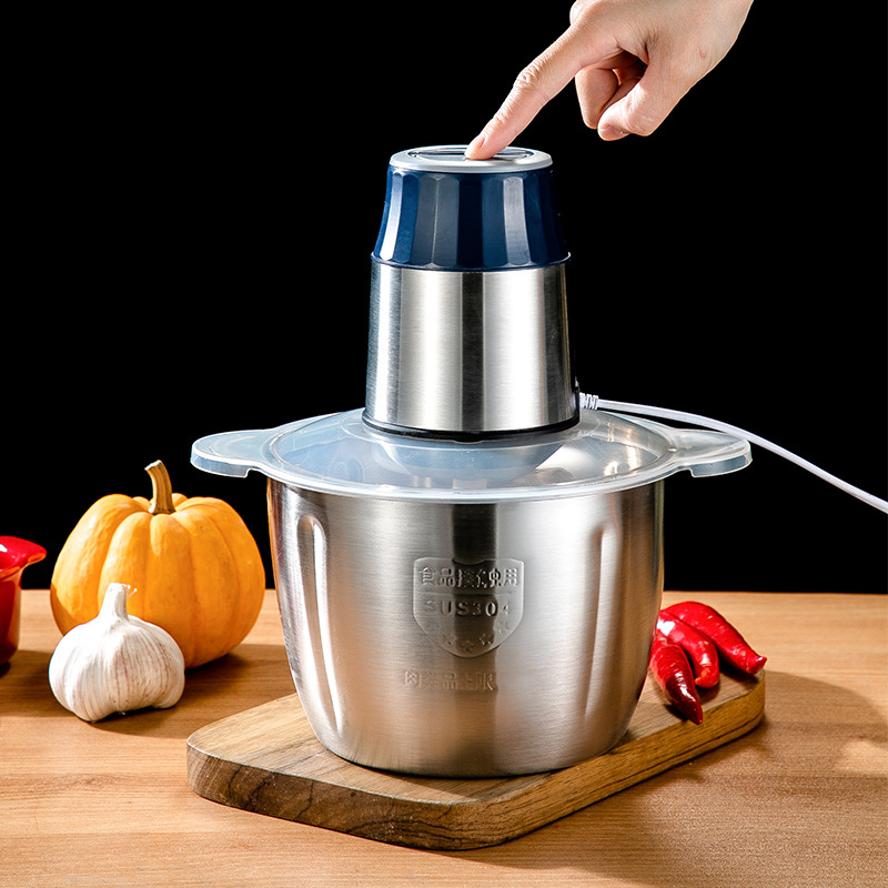 厂家直供304绞肉机家用电动打肉馅搅拌搅碎菜器料理蒜泥logo礼品