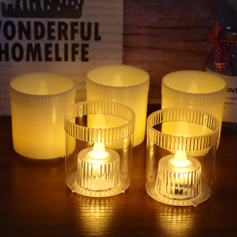 Cross-Border New Arrival LED Electronic Transparent Candle Light Small Night Lamp Bar Decoration Wedding Atmosphere Set