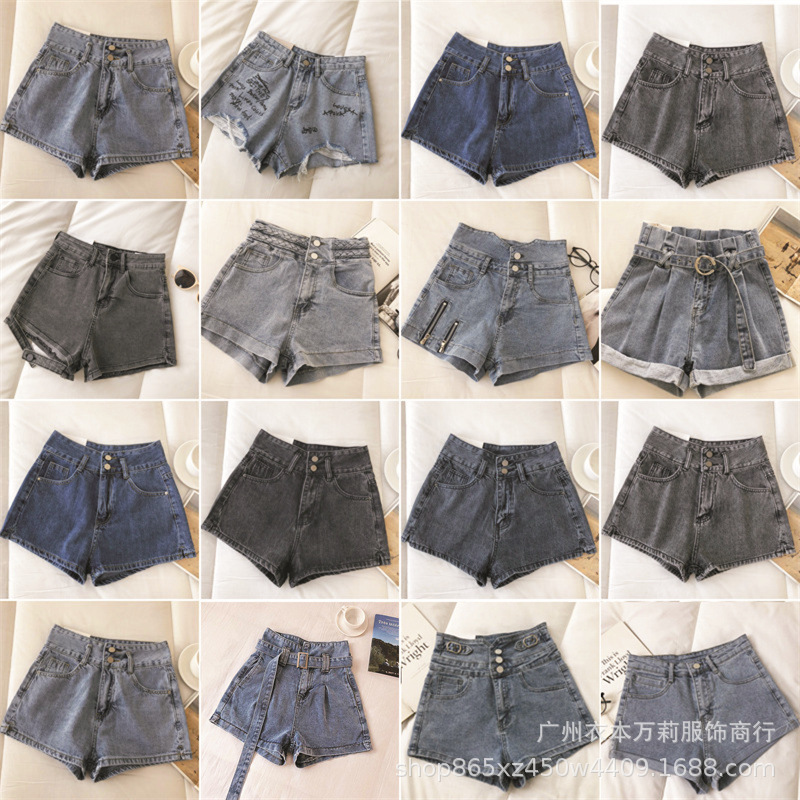 Denim Shorts Women's 2024 Hot Summer Ripped High Waist A- line Slimming Slim Korean Style Oversized Jeans Wholesale