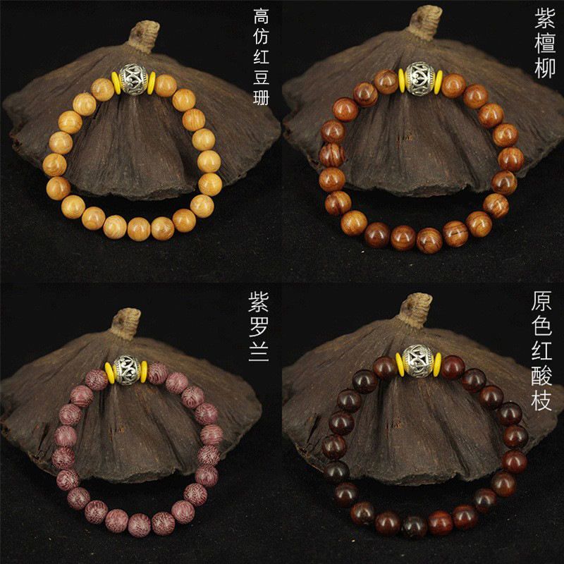 厂家供应 男女士款手串8mm21颗diy合金款 黑檀绿檀佛珠