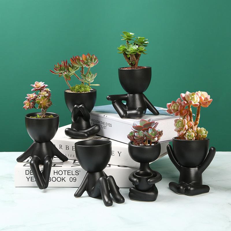 Imitation Humanoid Ceramic Flower Pot Creative Flower Pot Ceramic Crafts Vase Home Decoration Home Decoration Personality Gift