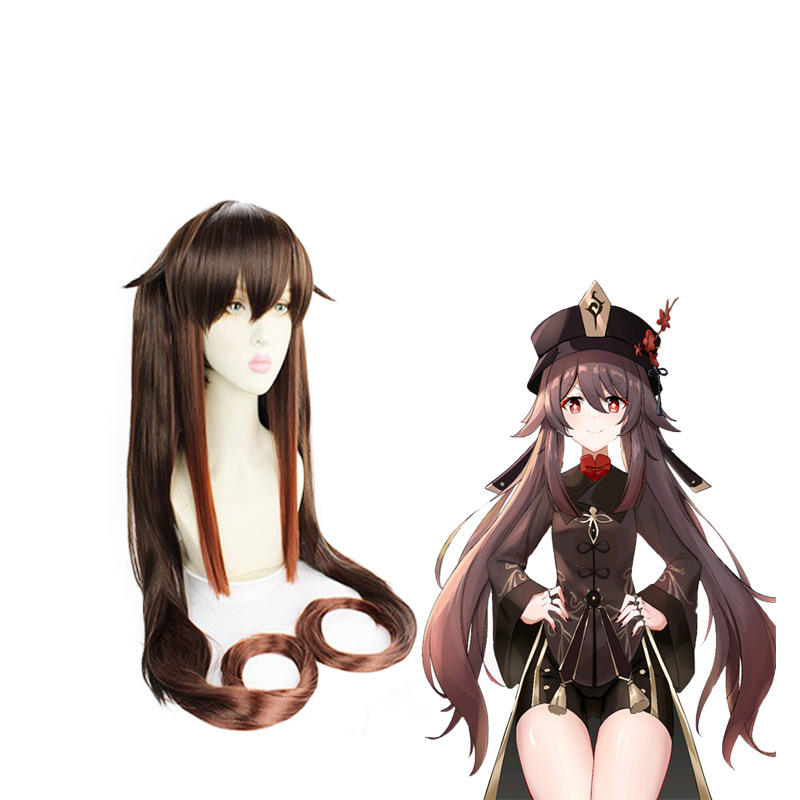 智鸿假发 原神胡桃cos假发棕黑色收脸造型 游戏动漫 现货cosplay