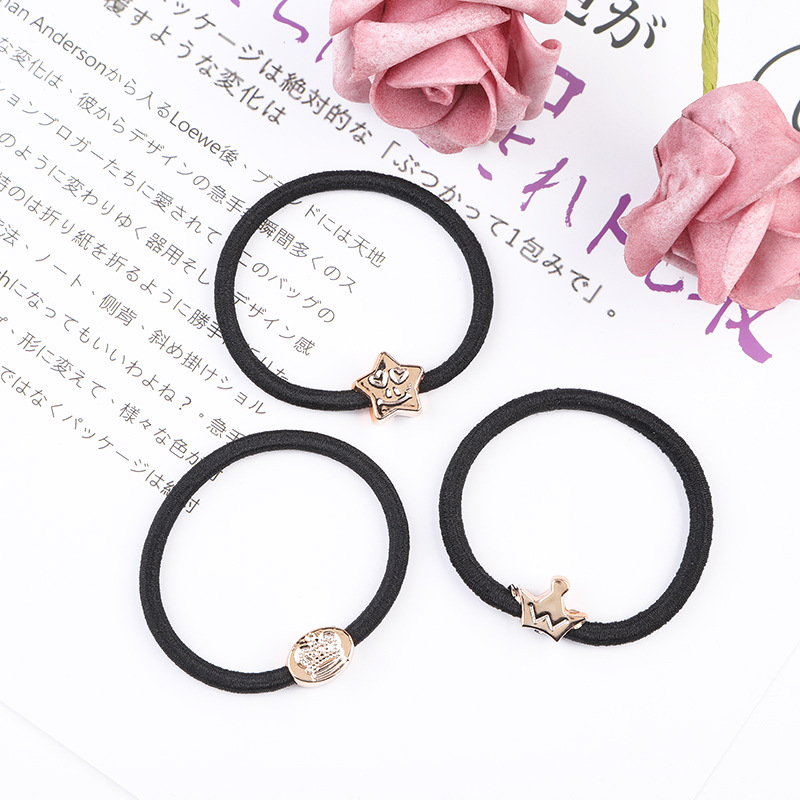 Korean Cartoon Golden Balls Handmade Hair Ring Hair Accessories Hair Rope Hair Band Geometric Small Gift Head Accessories Wholesale