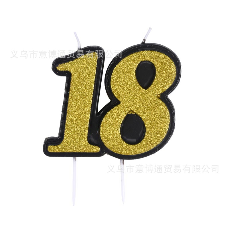 跨境热销数字蜡烛18岁蜡烛撒粉生日派对金色黑边蜡烛新款组合装饰