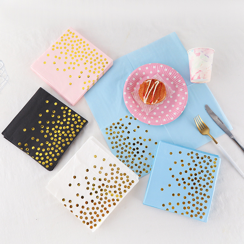 Factory Wholesale Gilding Dot Paper Towel Party Gathering Decorative Disposable Gilding Dot Paper Towel Party Supplies