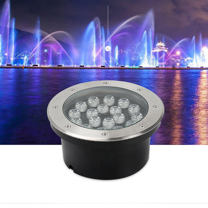 led水下地埋灯嵌入式防水圆形泳池水底喷泉七彩不锈钢3w6w埋地灯
