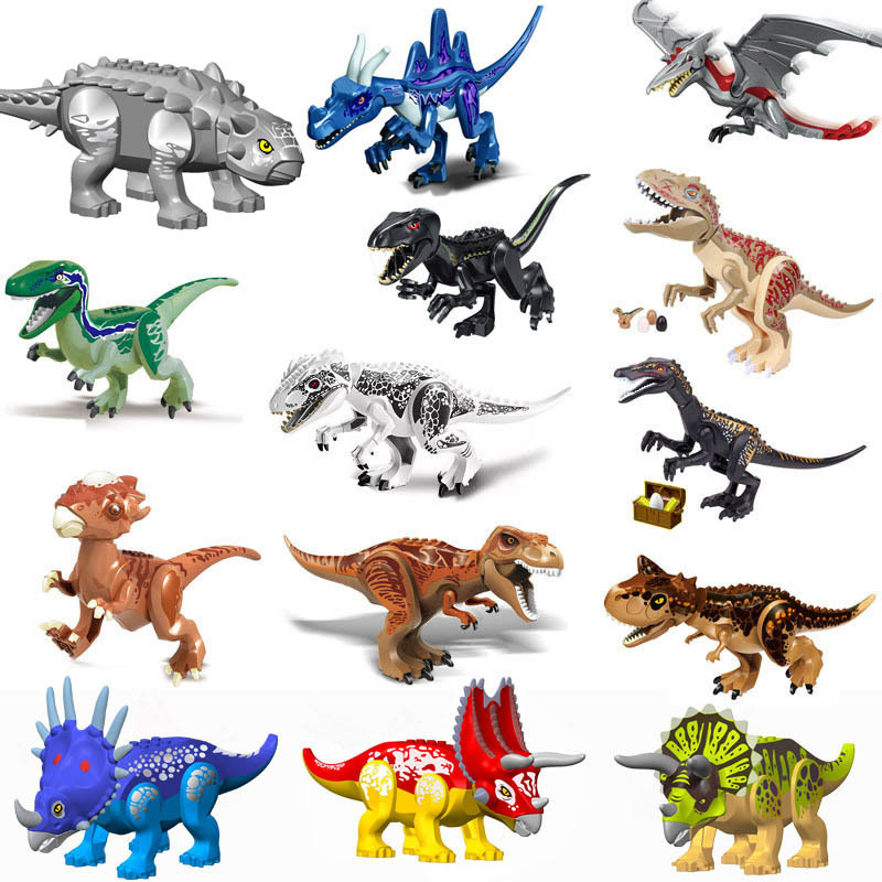 New Jurassic Large Dinosaur Building Blocks Tyrannosaurus Rex Triceratops Puzzle Building Blocks Toy Bag Packaging