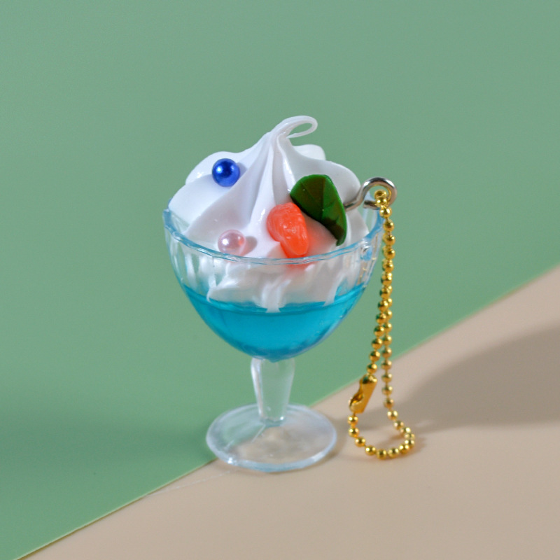 Simulation Cream Ice Cream Cup Bead Necklace Pendant Emulational Fruit Small Cream Cake Sundae Glass Candy Toy Pendant