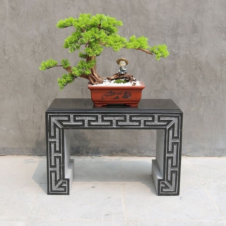 石雕盆景台青石仿古琴桌石头花架新中式凳子供桌庭院装饰户外摆件