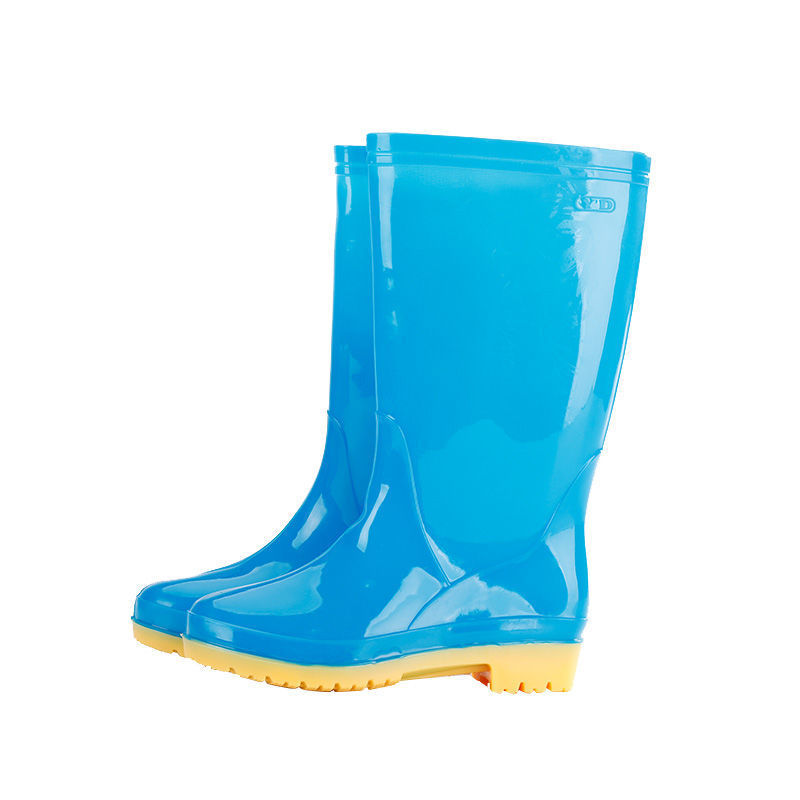 Low Heel Fashion Long Tube Rain Boots Women's Non-Slip High-Top Rain Shoes Kitchen PVC Women's Rain Boots High-Top Women's Rubber Sole Sandal