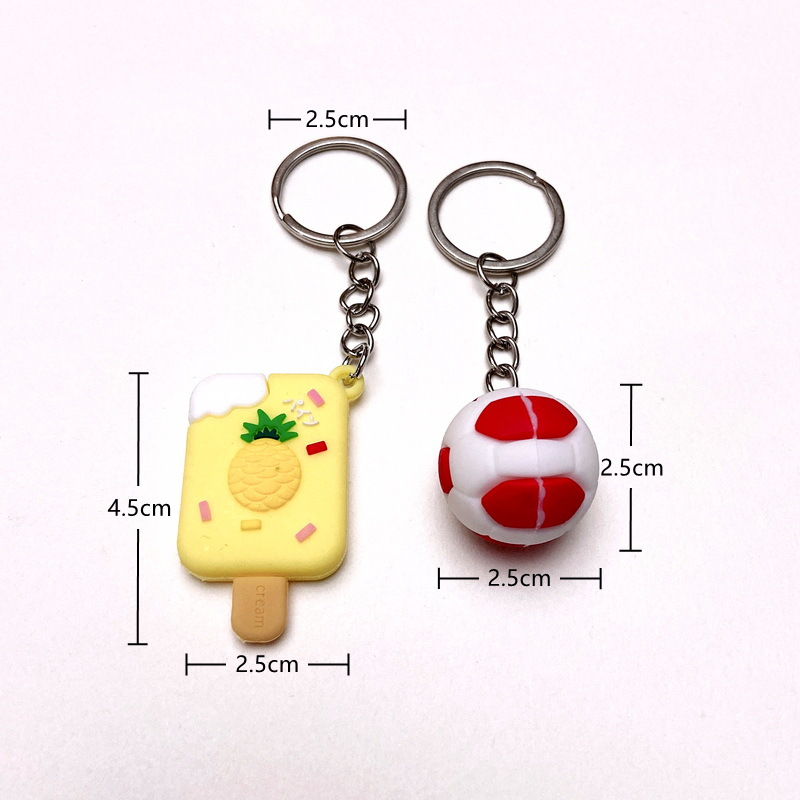 5041# Soft Rubber Football-Ice Cream-Ice Cream Keychain Accessories Students' School Bag Pendant Small Gift Wholesale