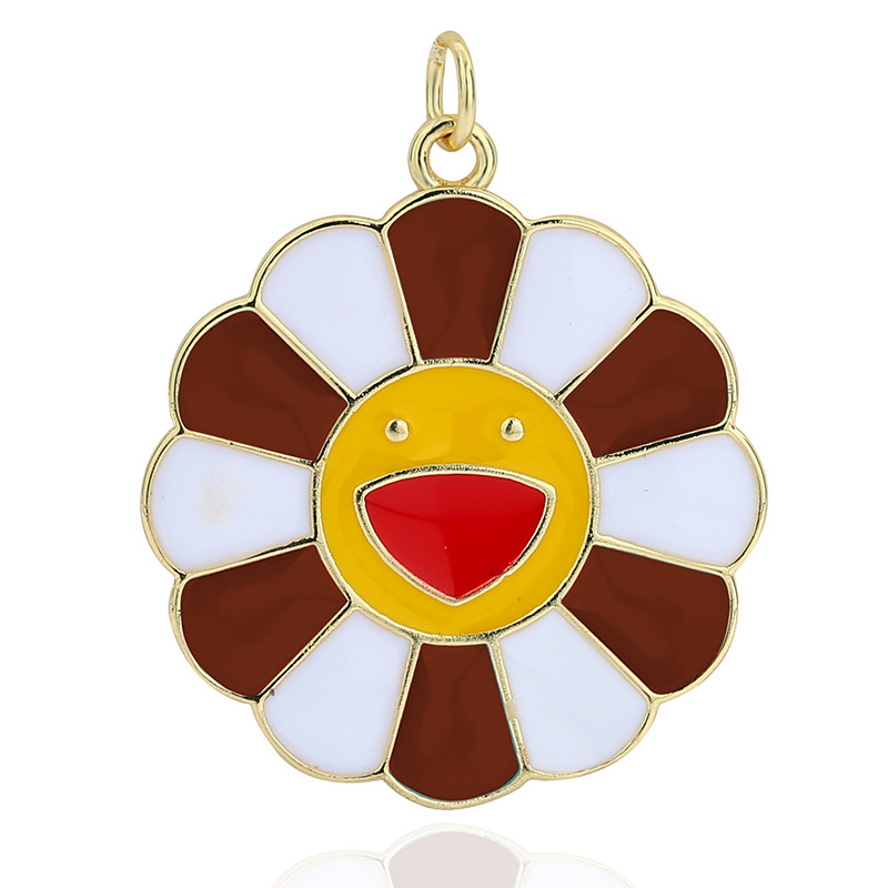 日韩流行潮牌村上隆太阳花笑脸项链七彩向日葵吊坠外贸跨境批发女