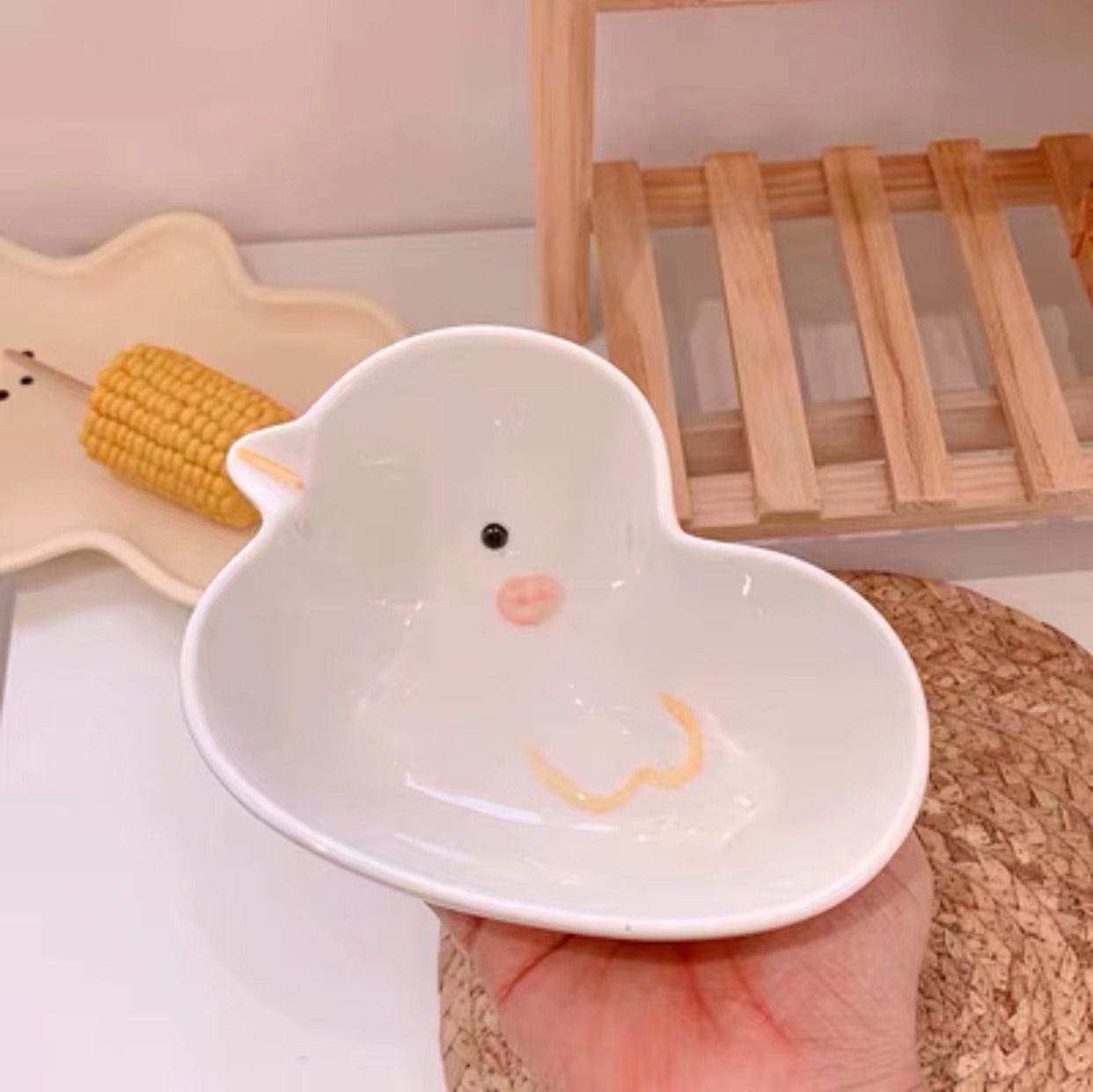 Frog Duck Rabbit Bowl Ceramic Tableware Home Cartoon Children's Large Capacity Japanese Food Cute Ins Pet Bowl