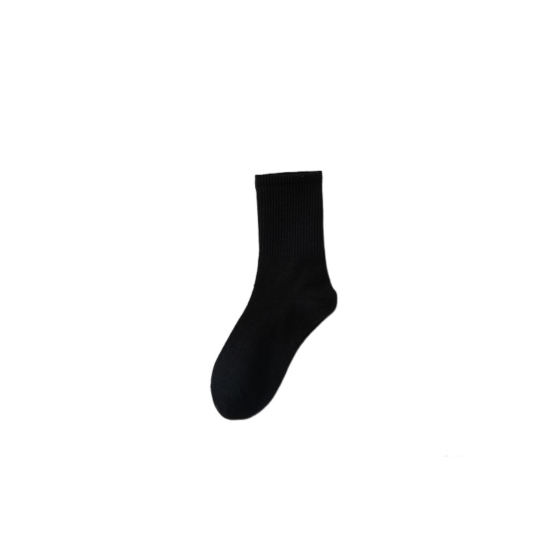 Women's Socks Autumn and Winter Mid-Calf Length Socks Women's Sports Long Socks Japanese Ins Trendy Solid Color Bunching Socks Women Couple Stockings Men