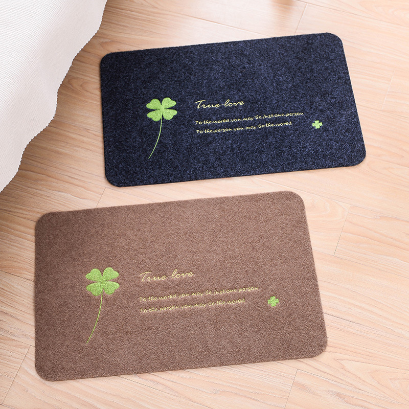 Household Four-Leaf Clover Floor Mat Non-Slip Ash Removing Mat Brushed Foot Mat Bathroom Kitchen Printing Non-Slip Mat Factory Wholesale