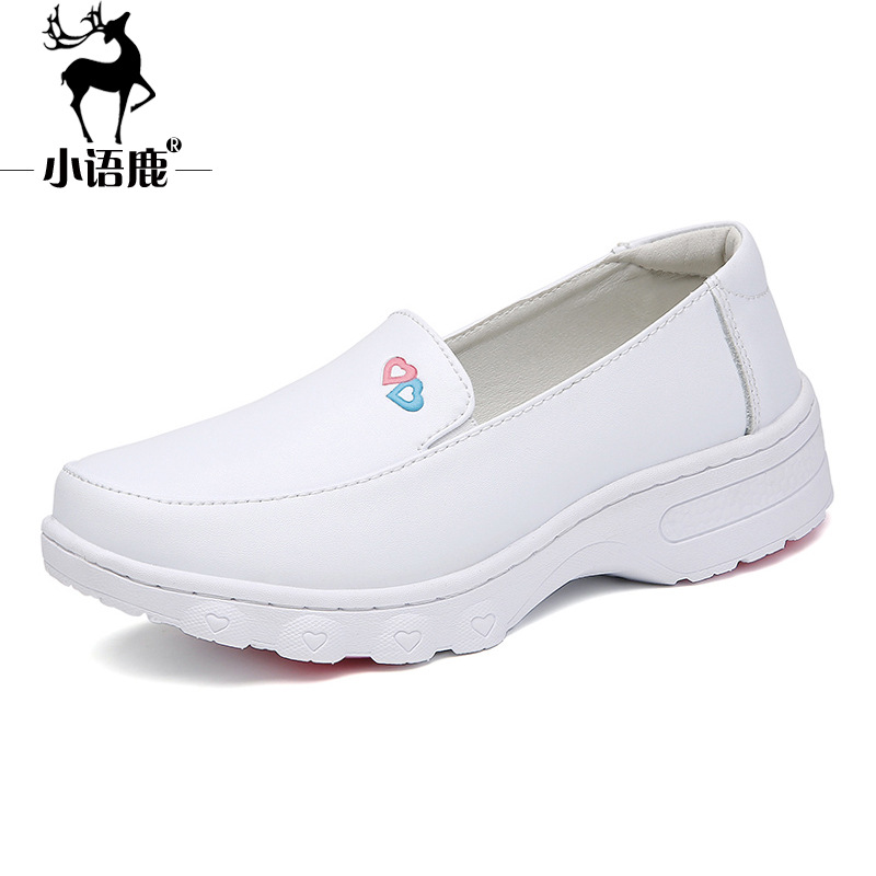 春秋小语鹿气垫护士鞋白色女鞋真皮透气不累脚舒适防臭防滑医护鞋
