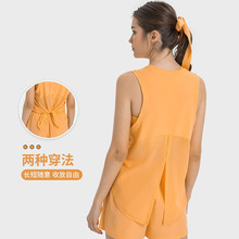 merillat梅丽莱特2024新款时尚绑带透气无袖运动罩衫 瑜伽背心T恤