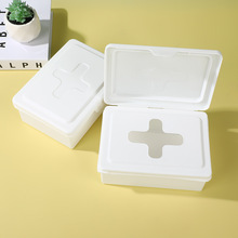新款便携家用医药箱塑料药品收纳盒家庭装纯色双层小药箱现货批发