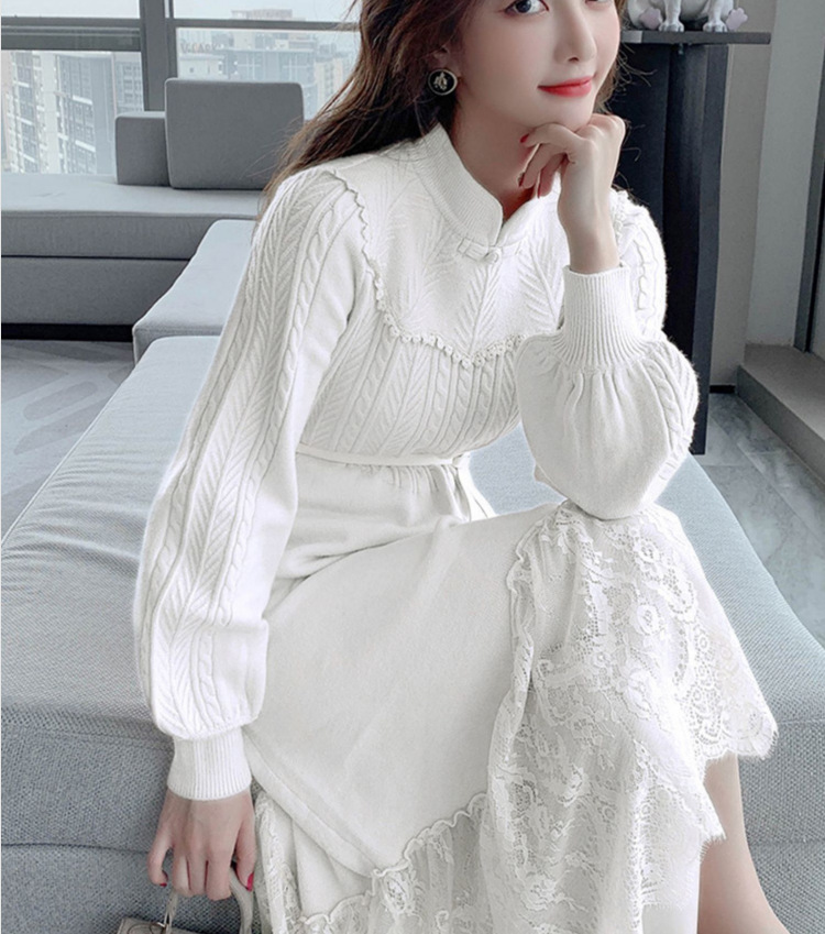 2023 Autumn and Winter New Knitted Sweater Dress Women's Elegant Age-Reducing Retro Bottoming Bottoming Improved Cheongsam