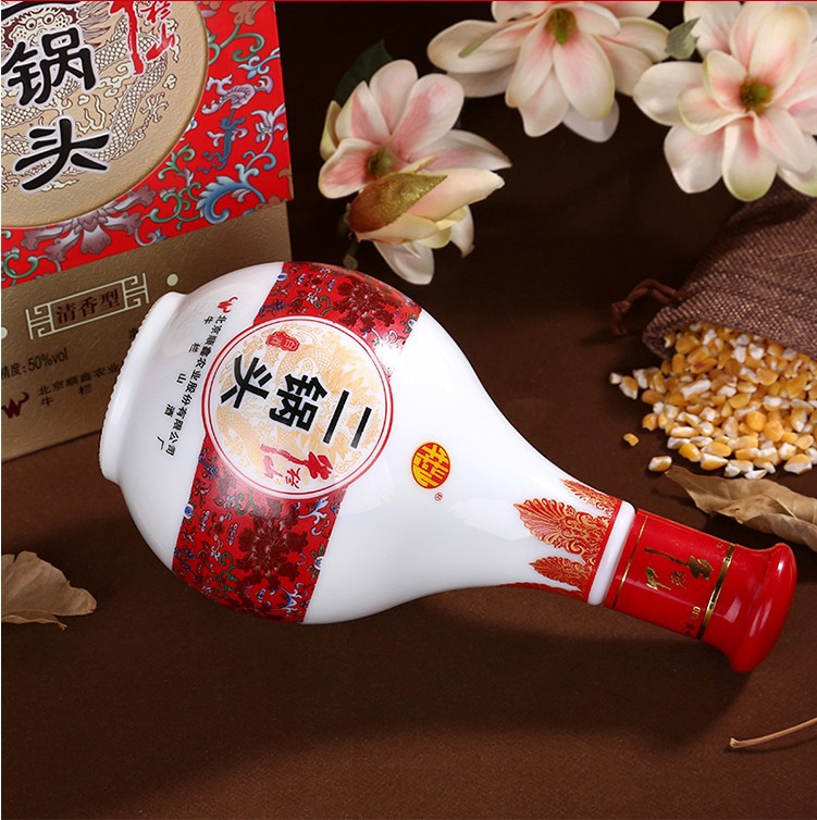 北京百年牛栏山二锅头红花瓷红瓷瓶50度500ml*6瓶整箱装白酒批发