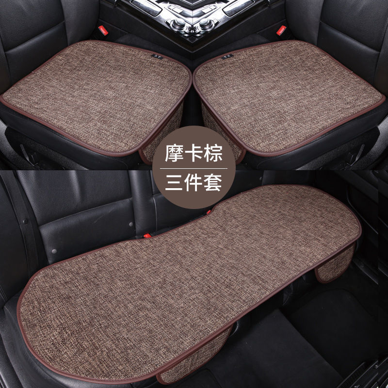 Car Seat Cushion Linen Four Seasons Universal Single Piece Cotton Linen Fabric Three-Piece Set Rear Three-Seat Cushion AliExpress