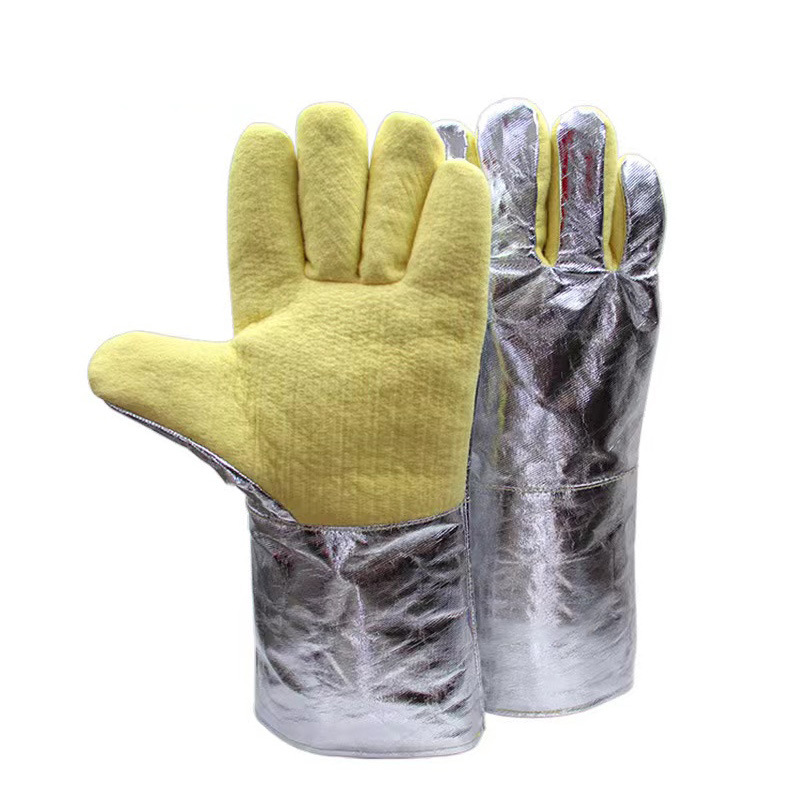 High Temperature Resistant Heat Insulation Gloves 500 Degrees 1000 Degrees High Temperature Labor Protection Gloves Aluminum Foil Anti-Scald Heat Insulation Steel Making