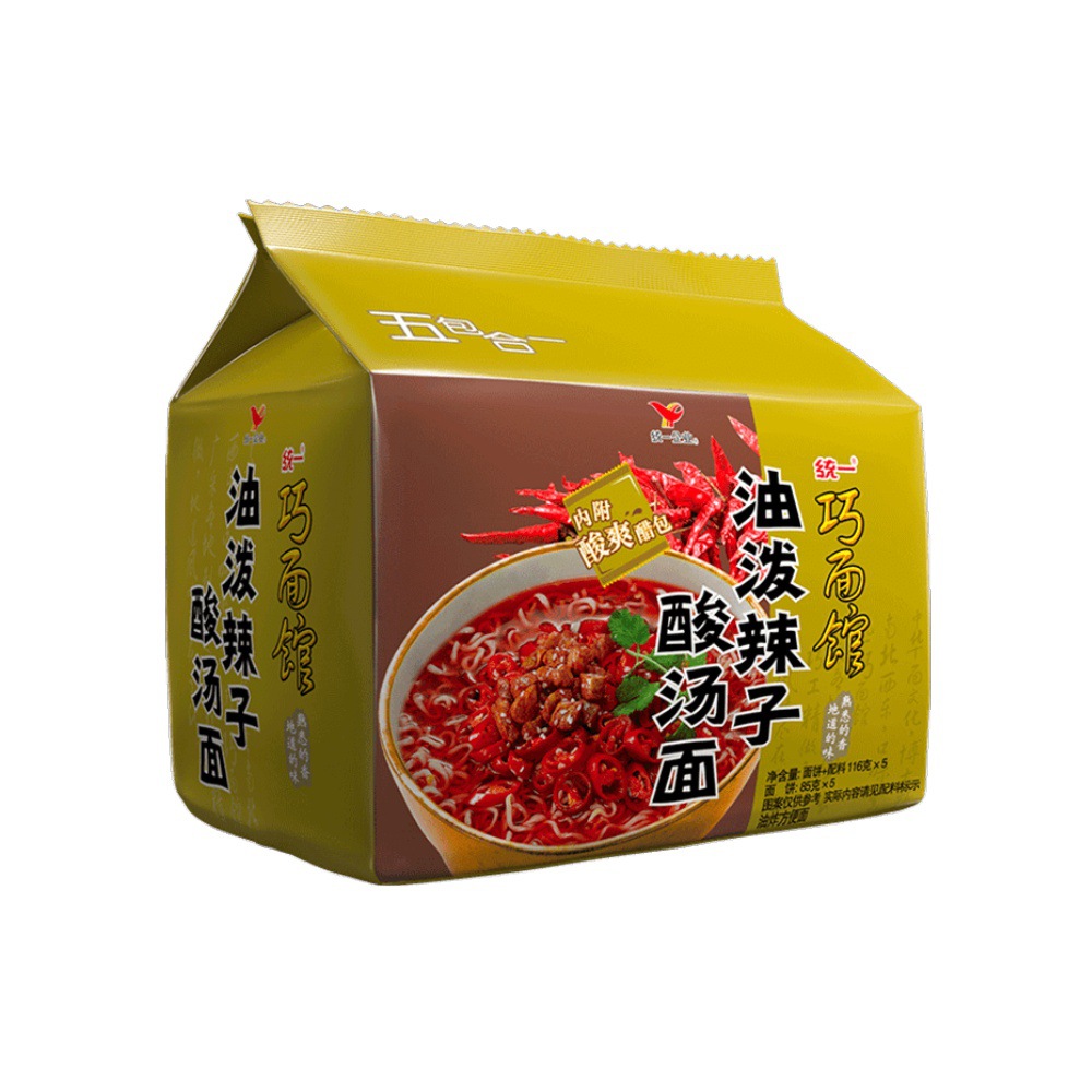 统一巧面馆 油泼辣子酸汤面116g*5袋 方便面泡面【西南风味】