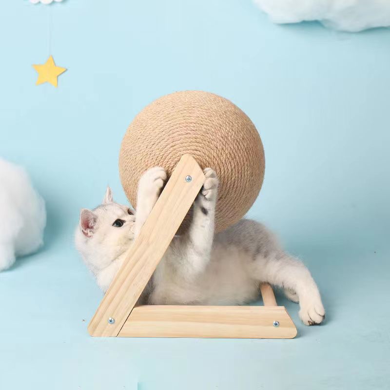 Wear-Resistant Cat Scratch Board Non-Chip Solid Wood Vertical Cat Toy Supplies Cat Grinding Paw Dedicated Appliances Sisal Cat Grasping Ball