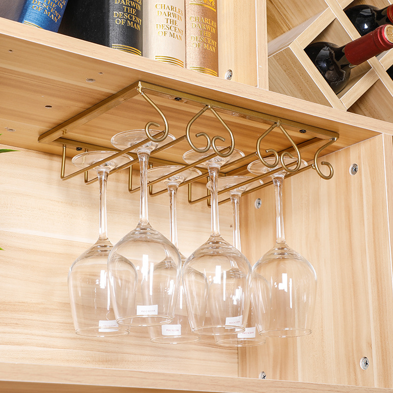 欧式铁艺酒杯架 家用创意心型倒挂红酒杯架厨房酒柜吧台悬挂杯架