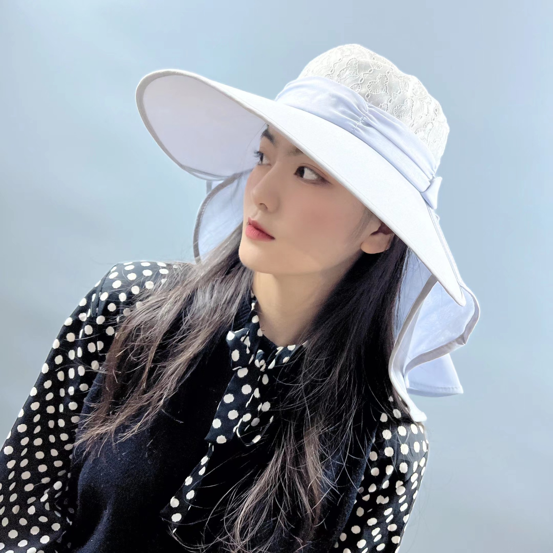 new sunscreen face-looking small bucket hat wide brim uv-proof tea picking sun hat female summer 360 degrees sun hat