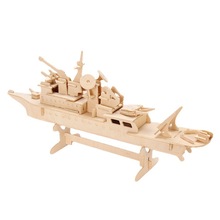 热销木质拼装模型巡洋舰木质拼图儿童成人手工摆件diy模型