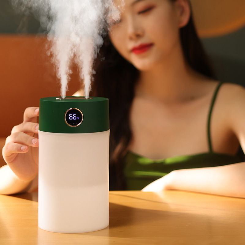 New USB Large Capacity Humidifier Digital Display Double Spray Household 1.2l Mute Aroma Diffuser Bedroom Office Gift