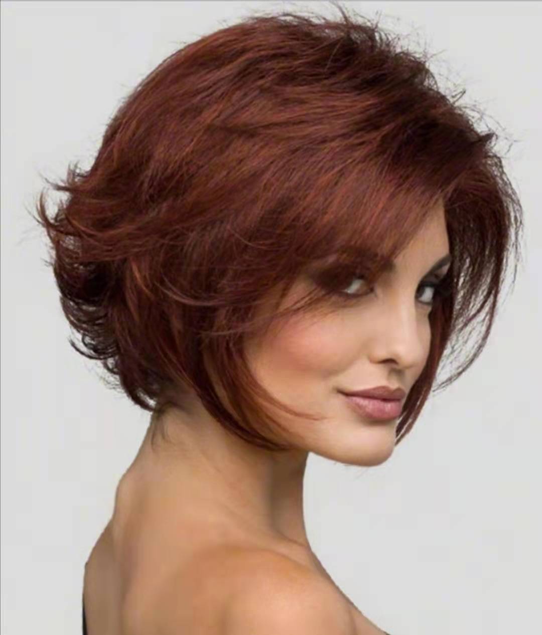 跨境热销亚马逊wish爆款欧美外贸假发女士时尚酒红色短发厂家批发