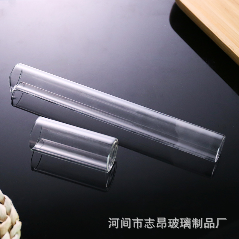批发小导管实验室高硼硅玻璃圆底试管加厚平口木塞装饰收纳透明管