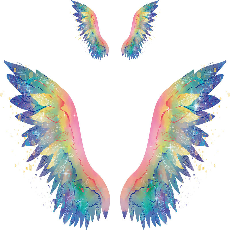 亿尧彩色网红翅膀墙贴客厅卧室衣柜装饰可移除自粘贴纸墙贴