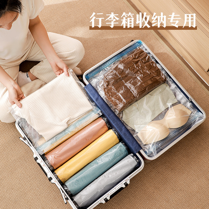 Factory Wholesale Household Clothes Compression Bag Thickened Hand Roll Bag Transparent Vacuum Bag Quilt Vacuum Storage