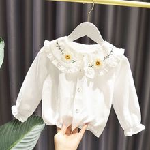 女童衬衣春秋装2024新款韩版儿童洋气白色上衣长袖外穿小女孩衣服