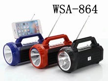 厂家直供新款手电筒音箱WSA-864太阳能充电蓝牙音箱免提通话音箱