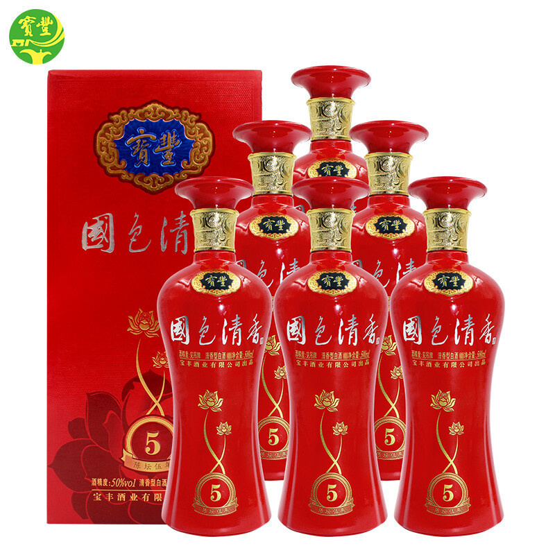 宝丰酒50度陈坛5系列清香型白酒礼盒装送礼500ml*6瓶整箱-阿里巴巴