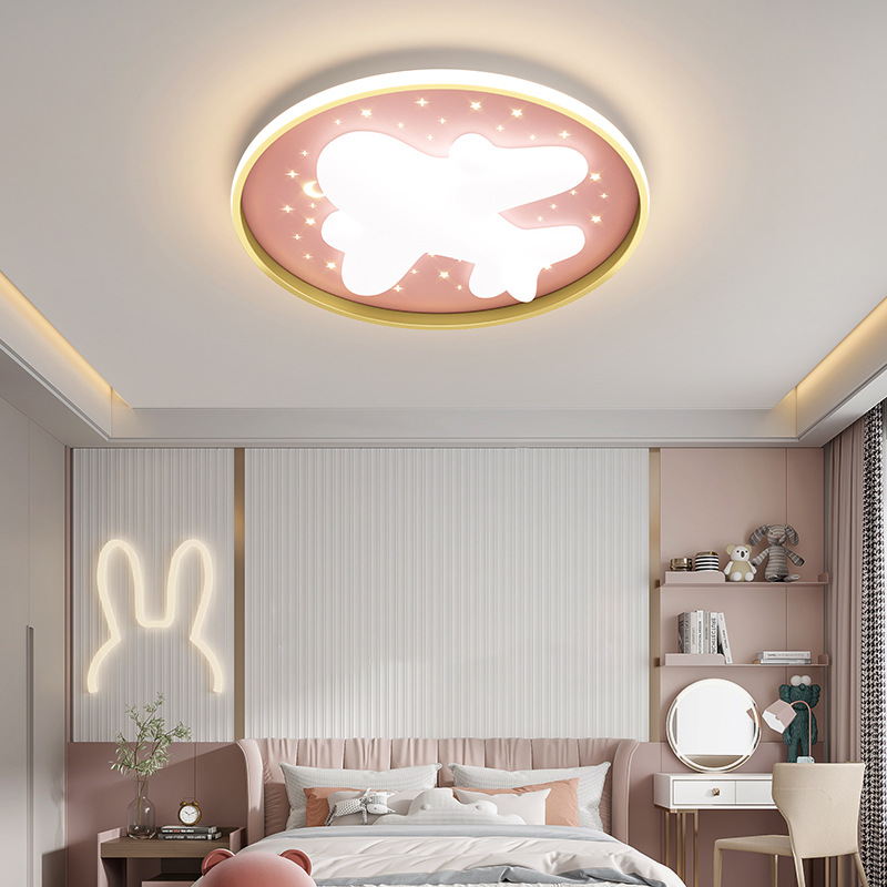 飞机灯儿童房 男孩北欧ins网红创意房间布置男童卧室led吸顶灯具