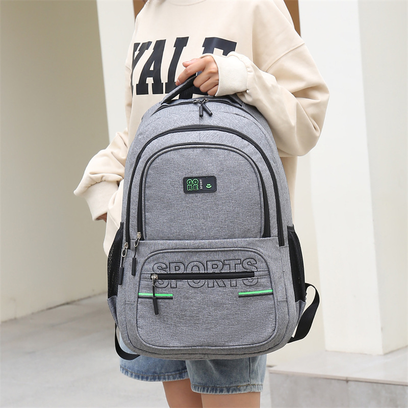 2023 New Schoolbag Pure Color Simple Casual Backpack Large-Capacity Backpack Business Commute Computer Bag School Bag