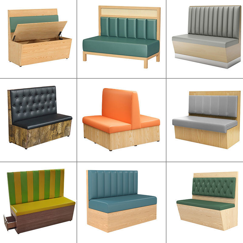 网红汉堡甜品奶茶店卡座沙发桌椅组合靠墙凳网红轻奢双人西餐厅长