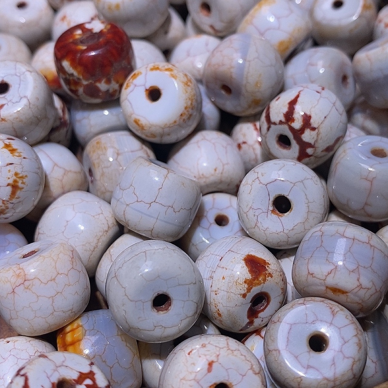 厂家现货批发散珠龙纹天珠红玛瑙老型珠手串佛珠diy手链配珠隔珠