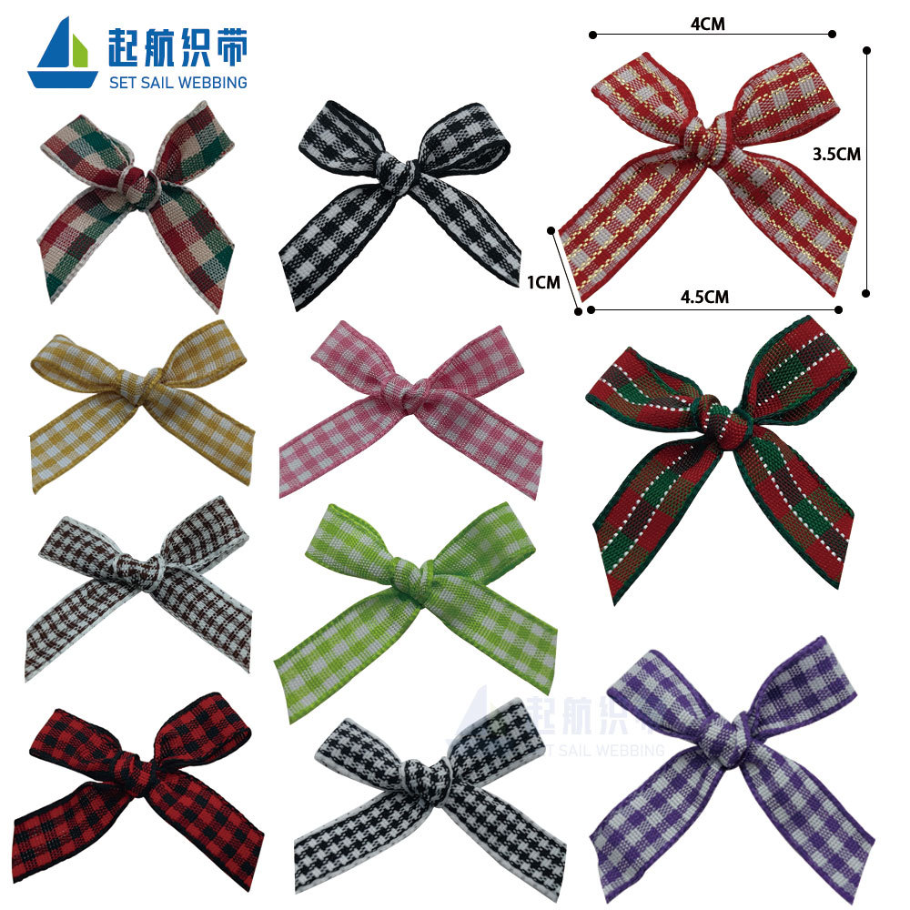 1cm格子带蝴蝶结 服装配饰蝴蝶结童裙袜子装饰格子丝带蝴蝶结