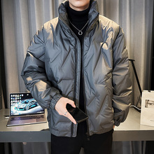 珀斯人时尚立体设计羽绒服外套23冬季韩版青年帅气开衫白鸭绒夹克