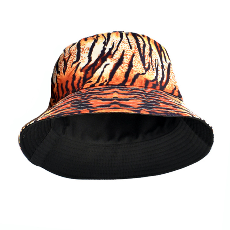 Cross-Border New Arrival Tiger Pattern Printing Reversible Fisherman Hat European and American Men's and Women's Outdoor Sun Hat Fashion All-Matching Bucket Hat