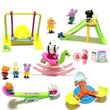 滑梯儿童玩具小猪过家家五件套游乐场益智拼接粉红猪全套一件代发